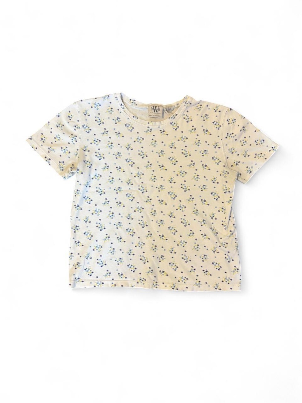 NWB Casuals Cream Floral Short-Sleeve Tee, Size Small